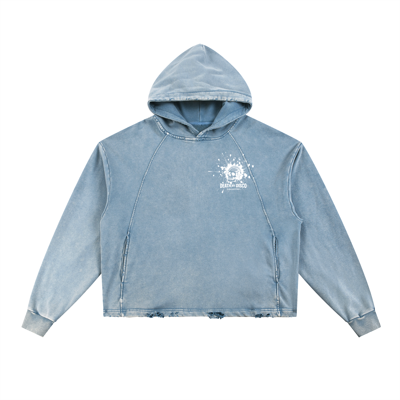 Vintage Washed Frayed-Hem Hoodie