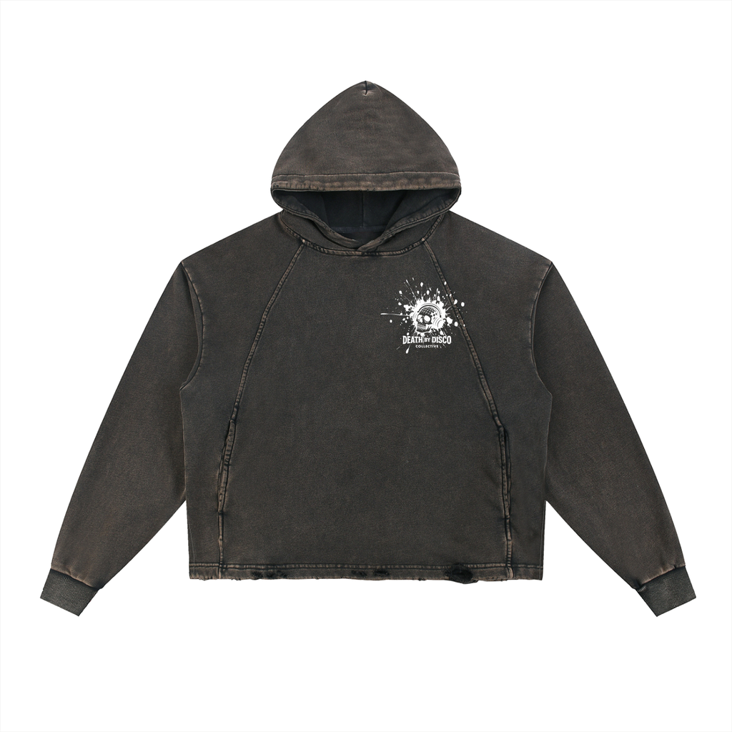 Vintage Washed Frayed-Hem Hoodie