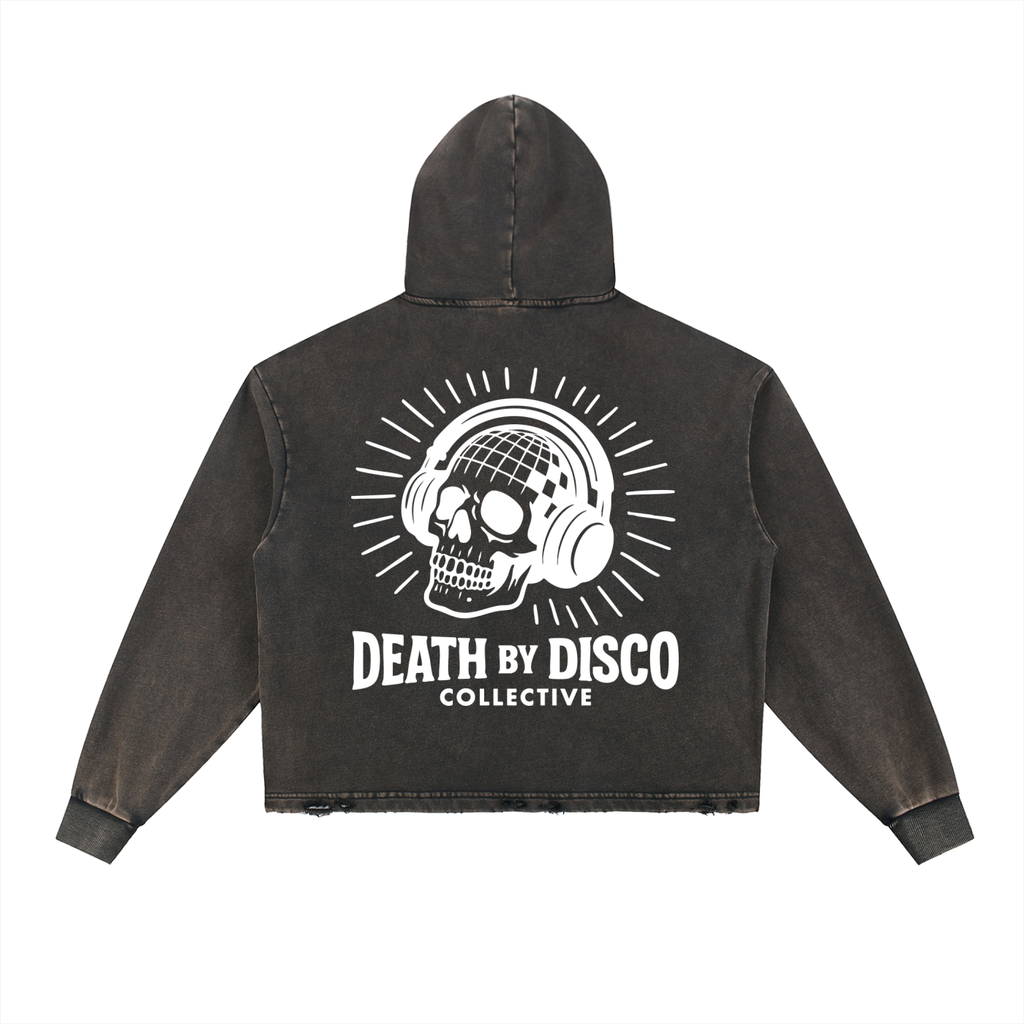 Vintage Washed Frayed-Hem Hoodie