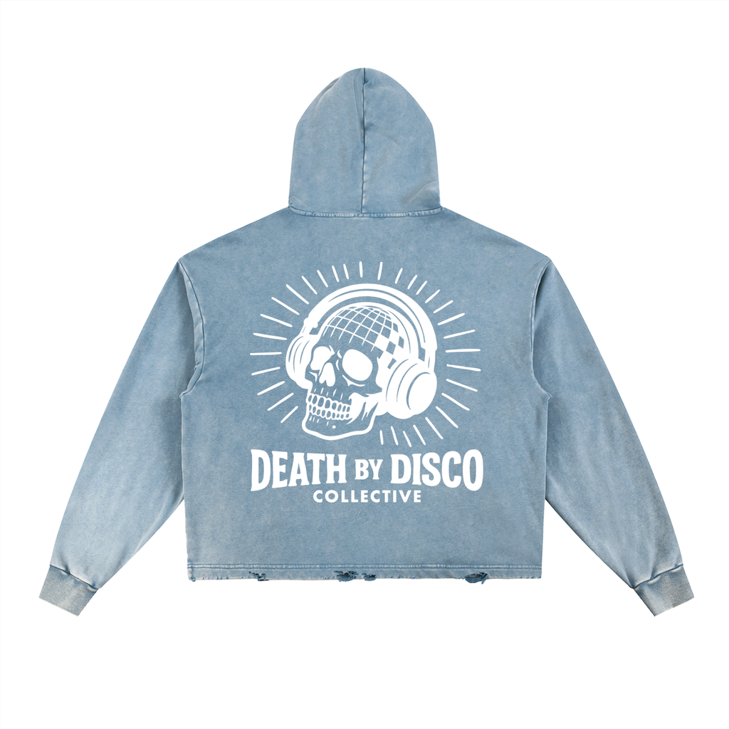 Vintage Washed Frayed-Hem Hoodie