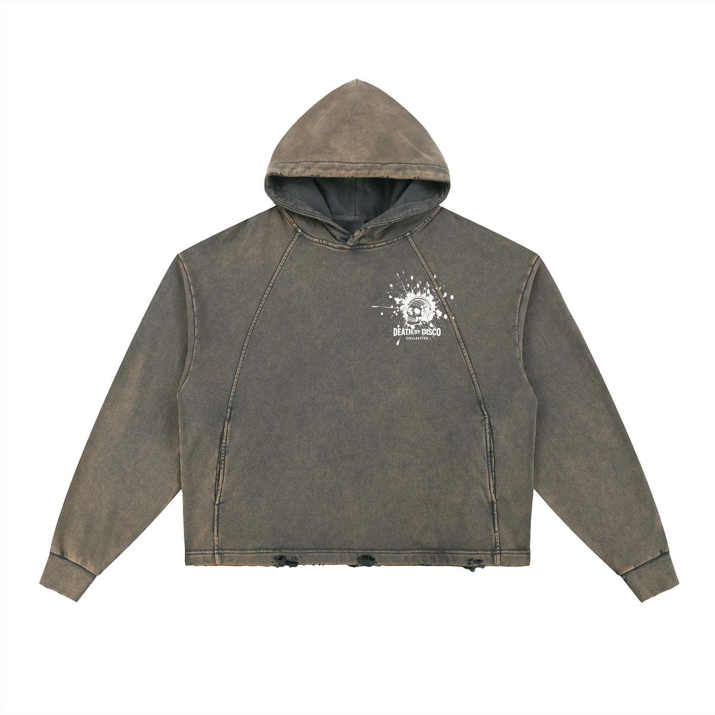 Vintage Washed Frayed-Hem Hoodie