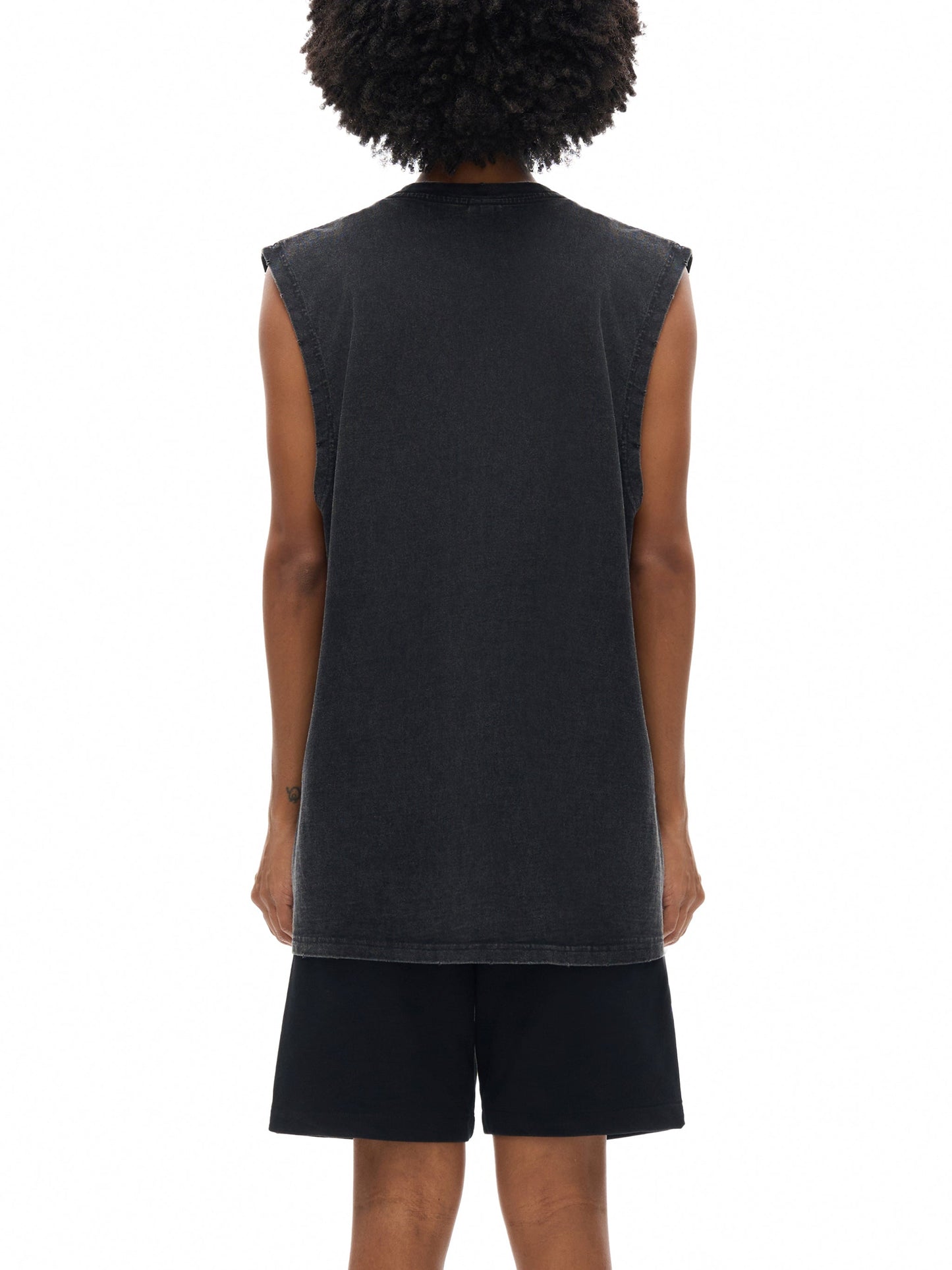 Snow Washed Frayed Hem Tank Top