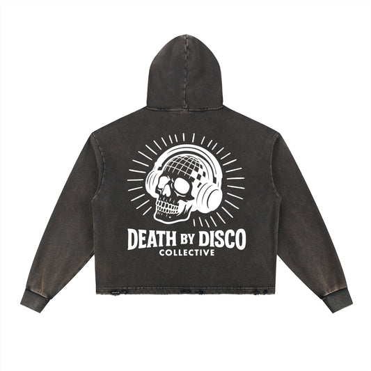 Vintage Washed Frayed-Hem Hoodie